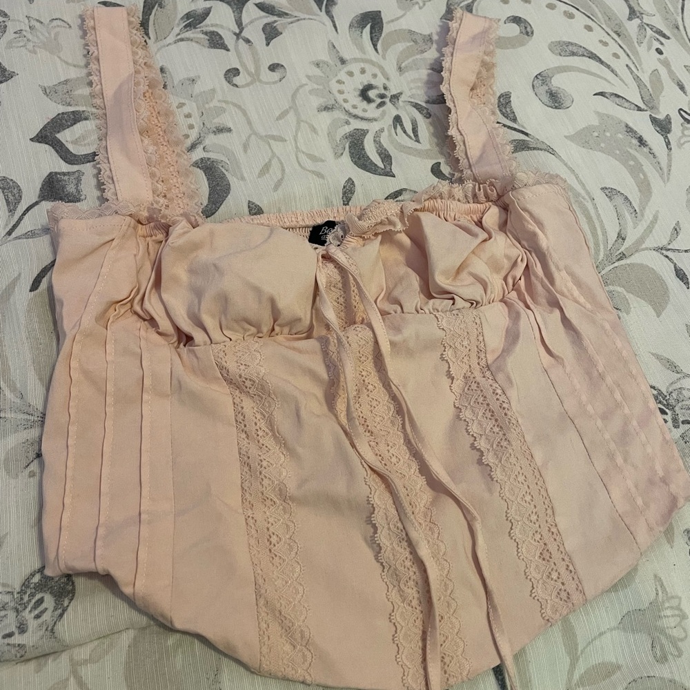 PacSun Pink Lace Detail Crop Top